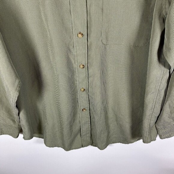 Vintage ORVIS Green White Gingham Check Long Sleeve Button Shirt Mens Size L - Picture 4 of 7
